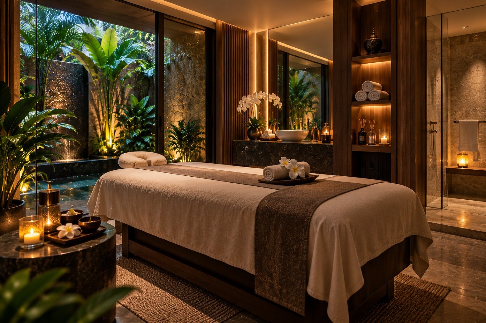 Treatment room with garden view